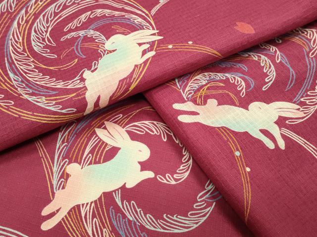 平和屋着物∴夏物 綿紅梅 浴衣 跳兎 舞桜文 綿 逸品 CABG4109gh