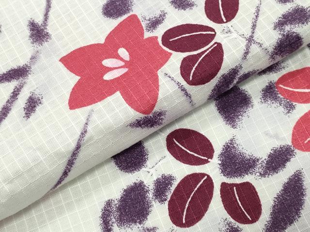 平和屋着物∴夏物 綿紅梅 浴衣 秋草文 綿 逸品 CABG4113gh