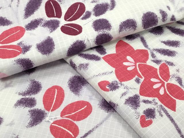 平和屋着物∴夏物 綿紅梅 浴衣 秋草文 綿 逸品 CABG4113gh