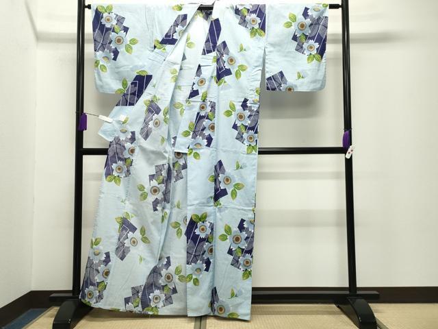 平和屋着物∴夏物 綿紅梅 浴衣 源氏香 舞桜文 綿 逸品 CABG4115gh