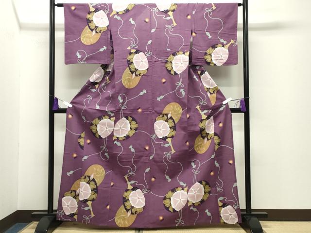 平和屋着物∴夏物 浴衣 朝顔 団扇 蛍 綿 逸品 CABG4118gh