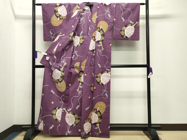 平和屋着物∴夏物 浴衣 朝顔 団扇 蛍 綿 逸品 CABG4118gh