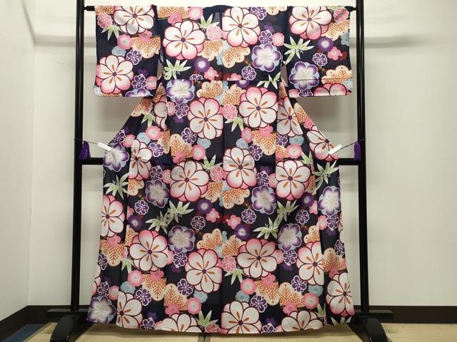 平和屋着物∴夏物 綿紅梅 浴衣 松竹梅文 綿 逸品 CABG4120gh