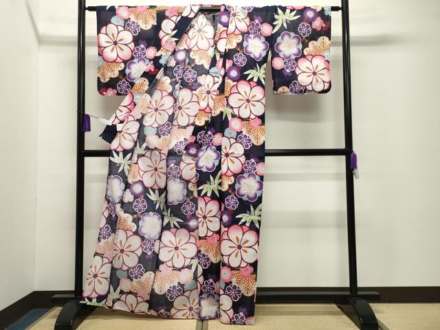 平和屋着物∴夏物 綿紅梅 浴衣 松竹梅文 綿 逸品 CABG4120gh