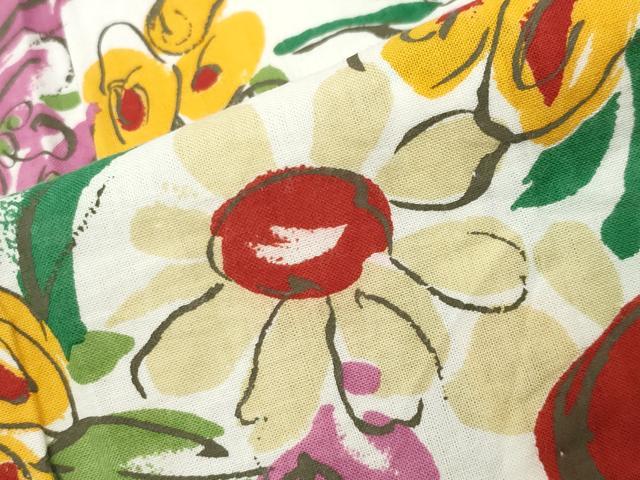 平和屋着物∴夏物 ファッションデザイナー 花井幸子 浴衣 草花文 綿 逸品 CABG4128gh