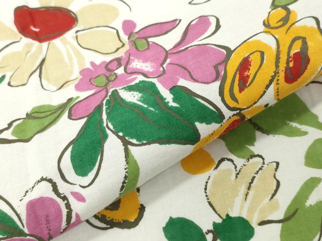 平和屋着物∴夏物 ファッションデザイナー 花井幸子 浴衣 草花文 綿 逸品 CABG4128gh