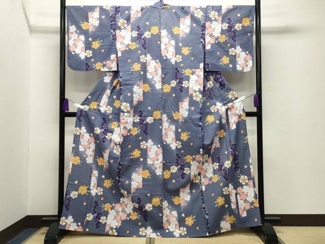 平和屋着物∴夏物 浴衣 舞桜文 綿 逸品 CABG4135gh