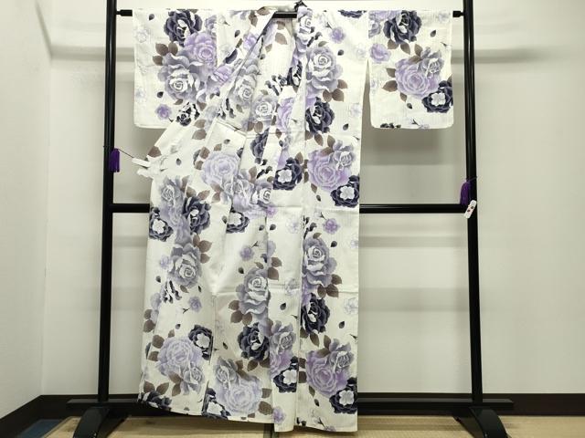 平和屋着物∴夏物 浴衣 牡丹花文 金彩 綿 逸品 CABG4143gh