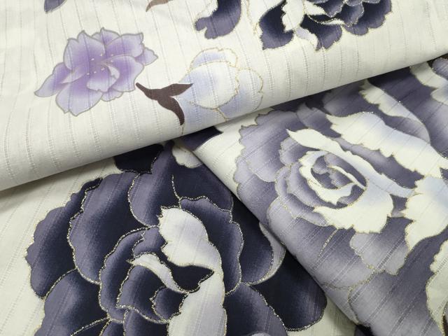 平和屋着物∴夏物 浴衣 牡丹花文 金彩 綿 逸品 CABG4143gh
