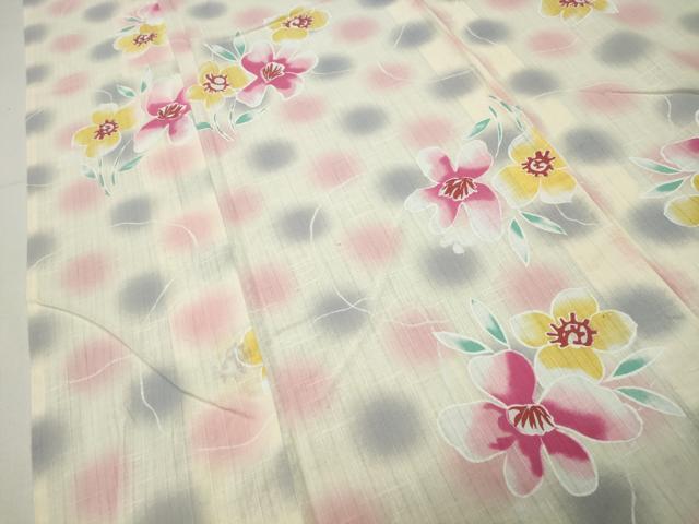 平和屋着物∴夏物 H・L(アッシュエル) HENRI-LUC CHAPUIS 浴衣 草花丸文 綿 逸品 CABG4146gh