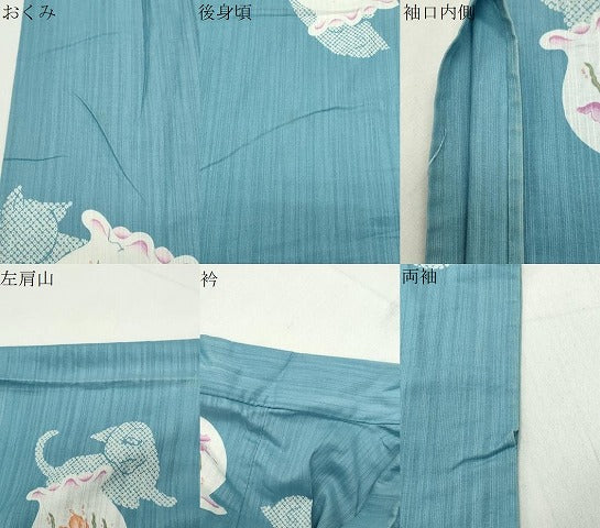 平和屋着物∴夏物 浴衣 猫 金魚 綿 逸品 CABG4147gh