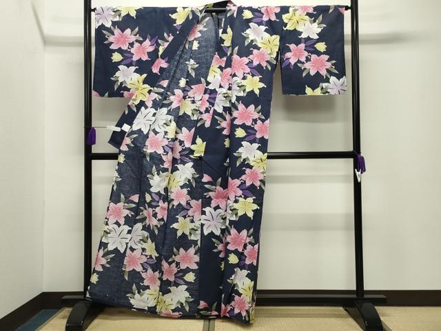 平和屋着物∴夏物 浴衣 舞花文 綿 逸品 CABG4149gh