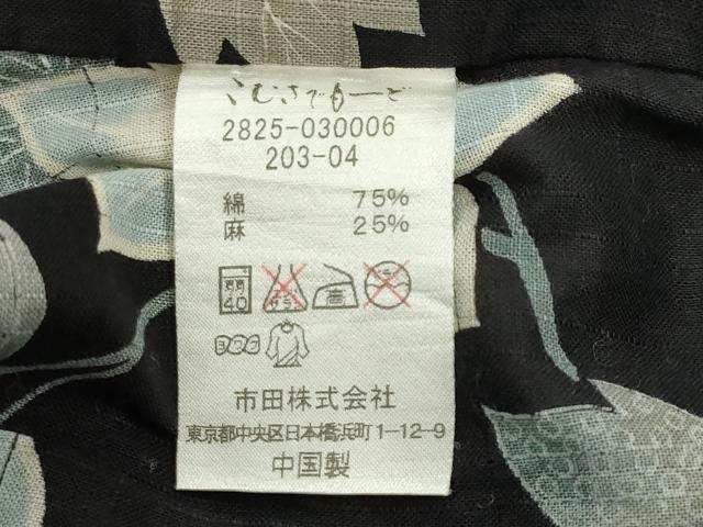 平和屋着物∴夏物 こむさでもーど・COMME CA DU MODE 浴衣 花唐草文 黒地 綿麻 逸品 CABG4153gh
