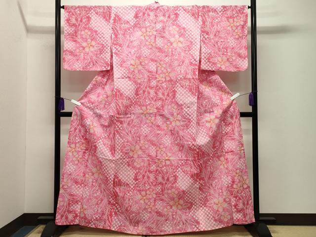 平和屋着物∴夏物 浴衣 草花文 綿 逸品 CABG4154gh
