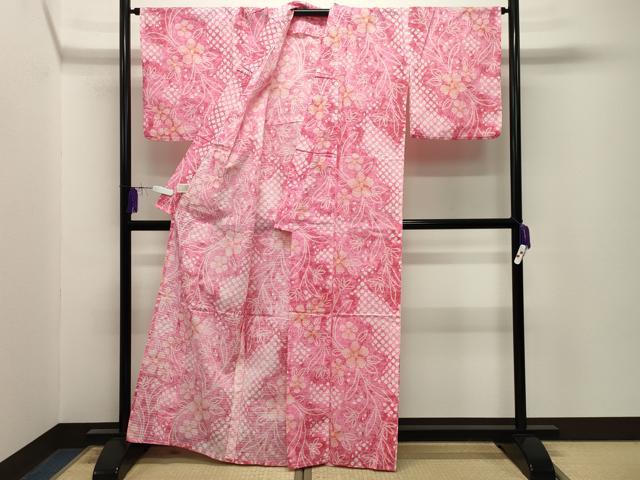 平和屋着物∴夏物 浴衣 草花文 綿 逸品 CABG4154gh
