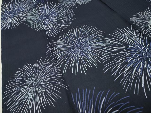 平和屋着物∴夏物 浴衣 花火 綿 逸品 CABG4155gh