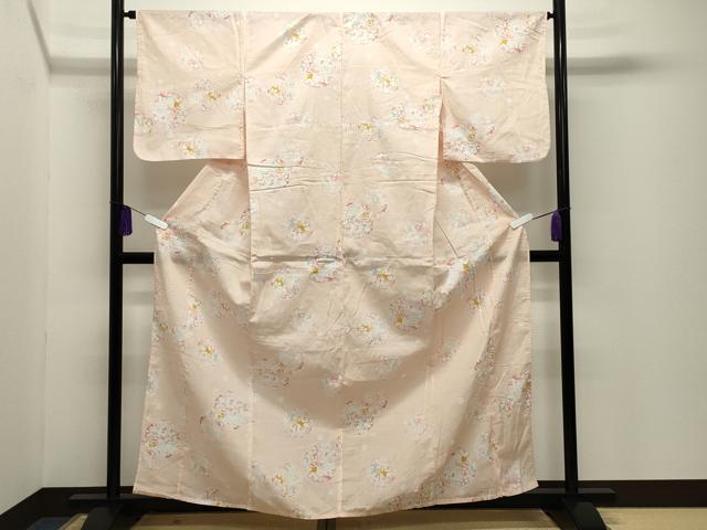 平和屋着物∴夏物 浴衣 跳兎 雪輪花文 綿 逸品 CABG4162gh