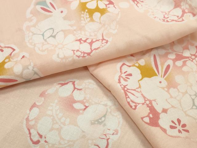 平和屋着物∴夏物 浴衣 跳兎 雪輪花文 綿 逸品 CABG4162gh