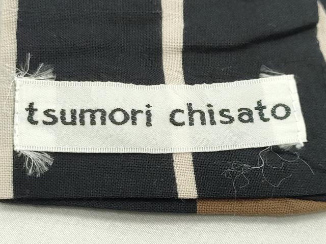 平和屋着物∴夏物 tsumori chisato 浴衣 訪問着 兎 縞 黒地 綿 逸品 CABG4174gh