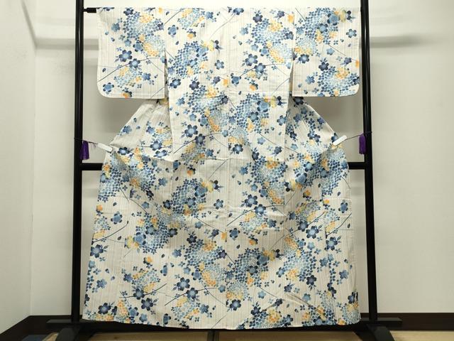 平和屋着物∴夏物 浴衣 舞桜花文 綿麻 逸品 CABG4183gh