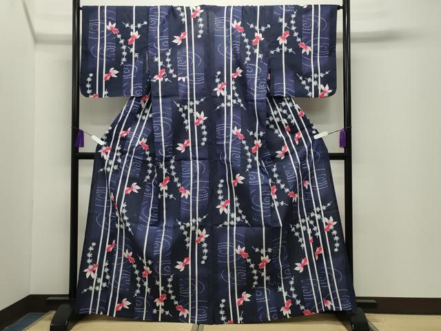 平和屋着物∴夏物 浴衣 金魚 綿 逸品 CABG4185gh