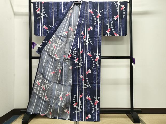 平和屋着物∴夏物 浴衣 金魚 綿 逸品 CABG4185gh
