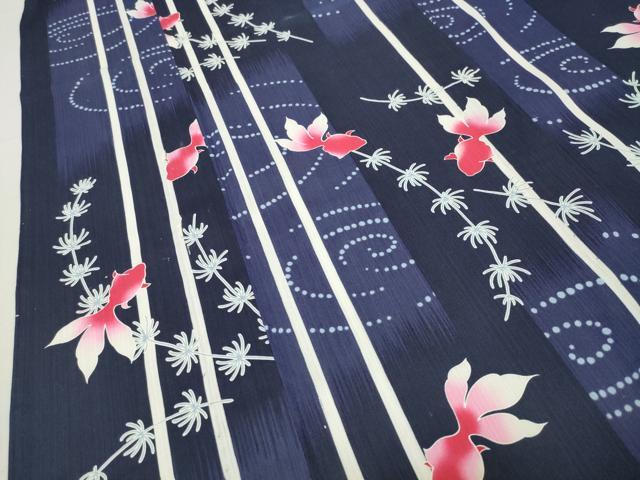 平和屋着物∴夏物 浴衣 金魚 綿 逸品 CABG4185gh