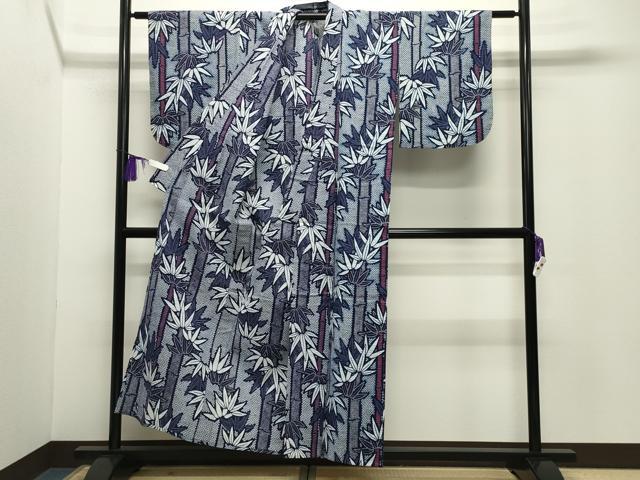 平和屋着物∴夏物 浴衣 笹竹文 綿 逸品 CABG4198gh