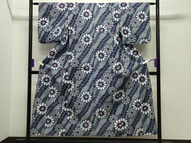 平和屋着物∴夏物 浴衣 斜線花文 綿 逸品 CABG4200gh