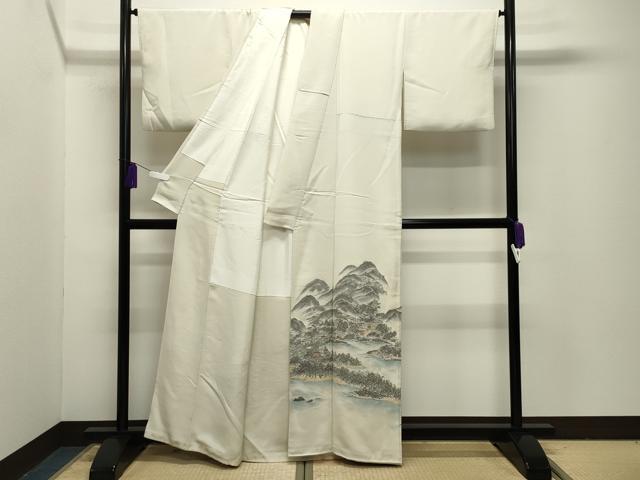 平和屋着物■色留訪問着 寿光織 遠山風景文 銀糸 正絹 逸品 CABG4204gh