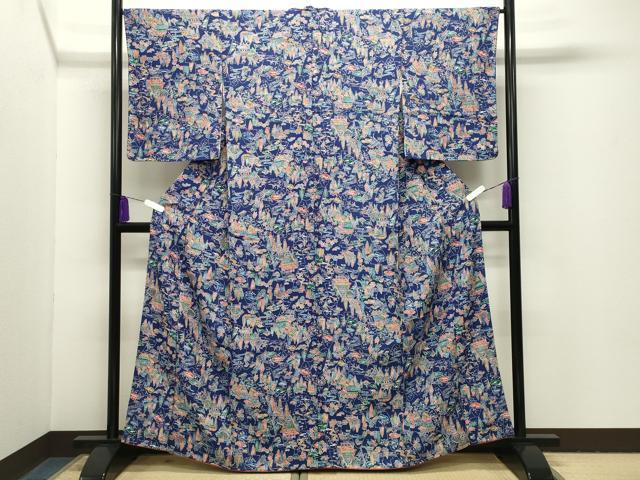 平和屋着物■上質な小紋 型染め 御所解飛鶴文 正絹 逸品 未使用 CABG4211gh