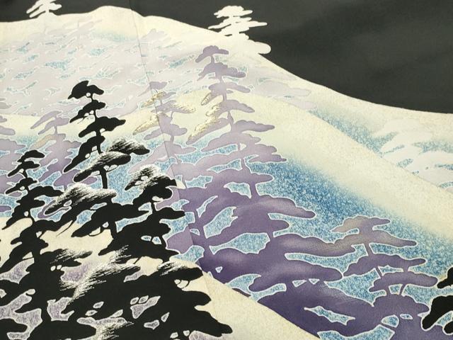平和屋着物■豪華黒留袖 刺繍 遠山風景文 金彩 正絹 逸品 CABG4263gh
