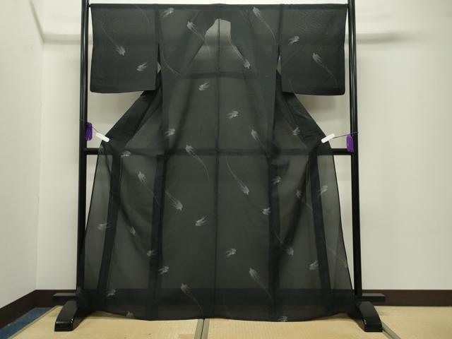 平和屋着物*夏物 本場大島紬 夏大島 飛鳥文 黒地 正絹 逸品 CABG4275gh