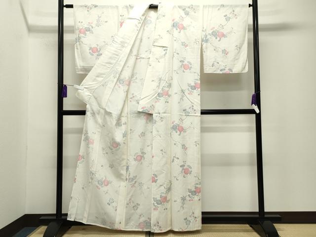 平和屋着物*夏物 小紋 絽 枝花文 正絹 逸品 未使用 CABG4276gh