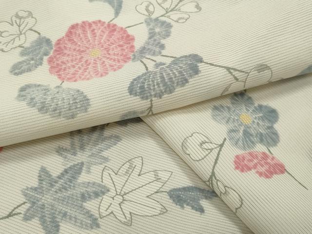 平和屋着物*夏物 小紋 絽 枝花文 正絹 逸品 未使用 CABG4276gh