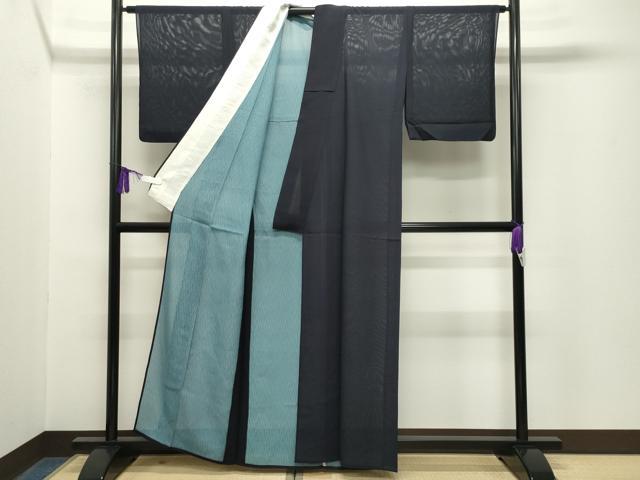 平和屋着物*夏物 色無地 絽 漆黒色 正絹 逸品 CABG4282gh