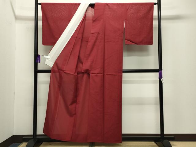 平和屋着物*夏物 色無地 流水紋紗 紅海老茶色 正絹 逸品 未使用 CABG4283gh