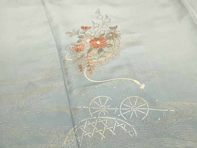 平和屋着物■中国三大刺繍 スワトウ刺繍 訪問着 駒刺繍 流水雪輪椿花文 暈し染め 金彩 正絹 逸品 CABG4318gh