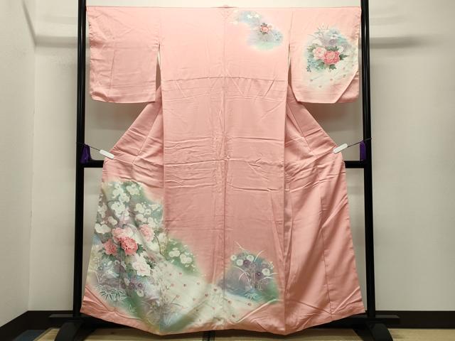 平和屋着物■訪問着 孔雀花文 暈し染め 金銀彩 正絹 逸品 CABG4328gh