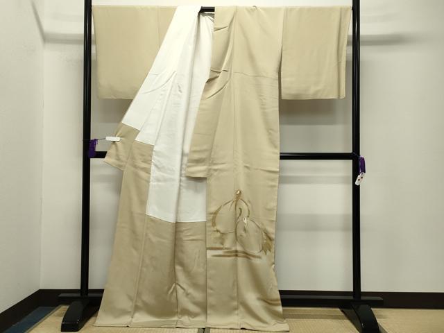 平和屋着物■豪華色留袖 駒刺繍 鶴 暈し染め 金彩 ロング丈 正絹 逸品 CABG4329gh