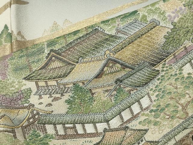 平和屋着物■豪華黒留袖 寿光織 京洛名勝図絵 暈し染め 金銀糸 正絹 逸品 CABG4333gh