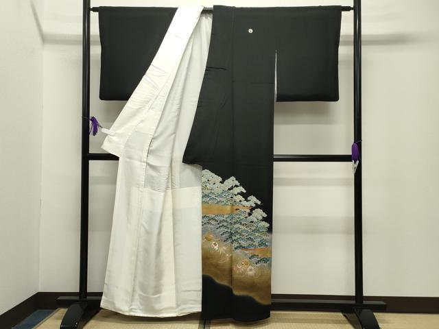 平和屋着物■豪華黒留袖 駒刺繍 萬寿染 宝尽くし松文 暈し染め 金彩 正絹 逸品 CABG4334gh