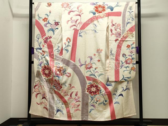 平和屋着物■豪華振袖 駒刺繍 更紗花唐草文 金銀彩 正絹 逸品 CABG4339gh