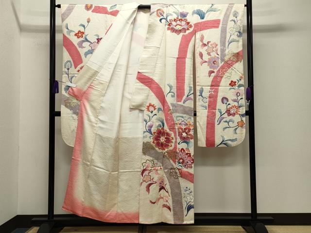 平和屋着物■豪華振袖 駒刺繍 更紗花唐草文 金銀彩 正絹 逸品 CABG4339gh