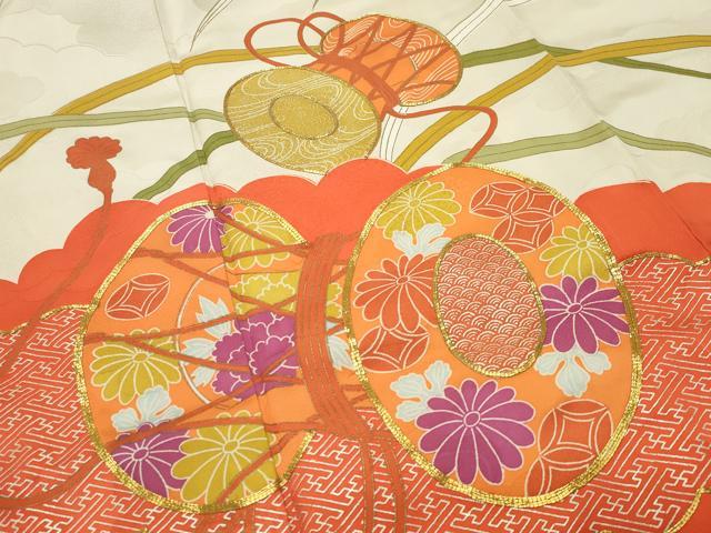 平和屋着物■豪華振袖 駒刺繍 鼓花文 金銀彩 正絹 逸品 CABG4349gh