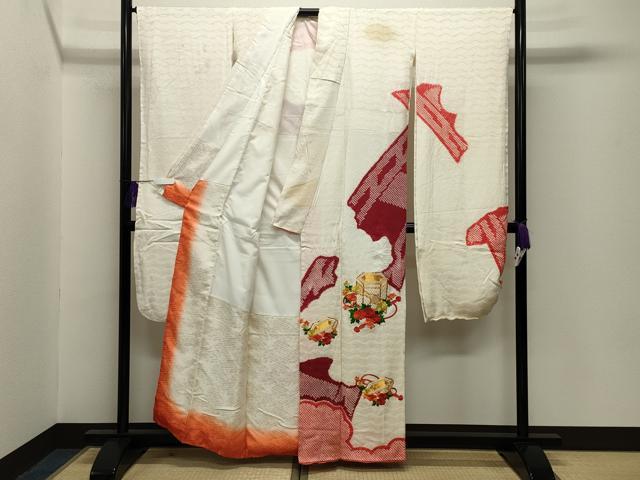 平和屋着物■豪華振袖 駒刺繍 絞り 貝桶花文 金糸 正絹 逸品 CABG4351gh