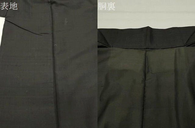 平和屋着物●男性 黒紋付 紬地 正絹 逸品 CABG4362gh