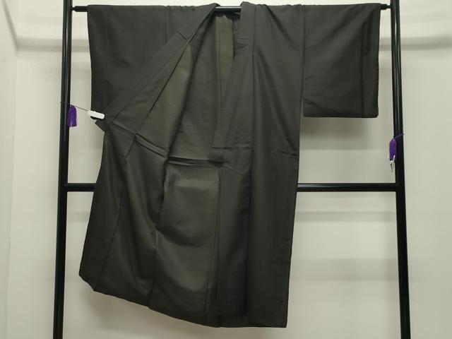 平和屋着物●男性 黒紋付 紬地 正絹 逸品 CABG4362gh