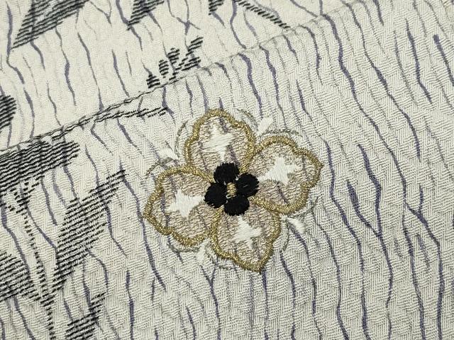 平和屋着物●男性 訪問着 刺繍 菱吉祥花文 暈し染め 銀彩 正絹 逸品 CABG4363gh
