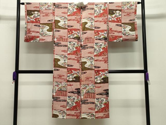 平和屋着物●長襦袢 無双仕立て 飛鶴花蝶文 金銀彩 正絹 逸品 CABG4367gh